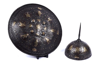 Lot 190 - A 19th Century Indian Kulah Khud helmet and shield