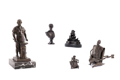 Lot 217 - Two stylized African ‘Ashanti’ style figures of musicians; and three other items