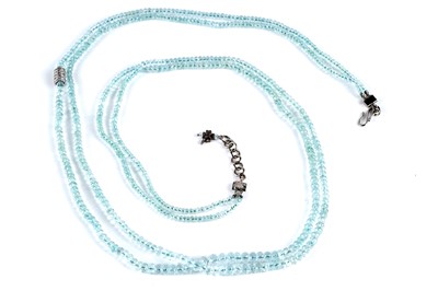 Lot 634 - A two-strand aquamarine necklace