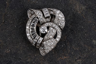 Lot 629 - Ship Launch Gift: an Art Deco diamond fur clip brooch