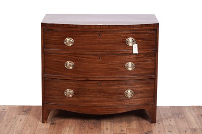 Lot 46 - A George III mahogany and banded bow front chest of drawers