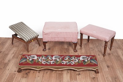 Lot 523 - A Victorian rosewood footstool; and three others