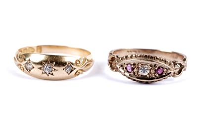 Lot 53 - A late Victorian diamond ring; and a diamond and ruby ring
