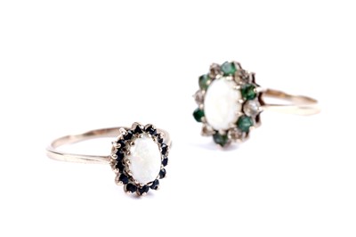 Lot 51 - Two opal cluster dress rings