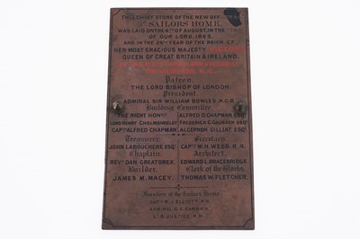 Lot 275 - A New Offices & Sailors Home commemorative plaque