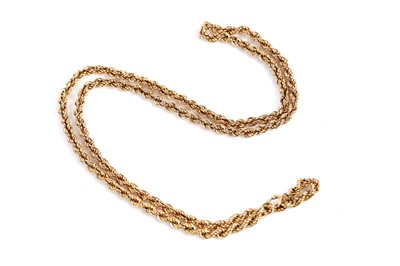 Lot 601 - A 9ct yellow gold ropetwist chain necklace