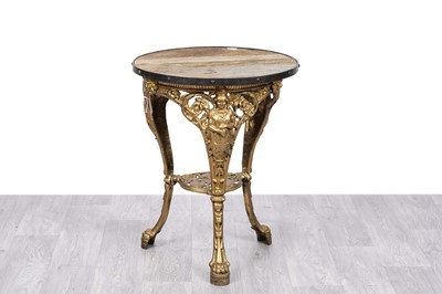 Lot 45 - A vintage gold painted cast metal pub table