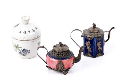 Lot 715 - Two Chinese teapots; and a Chinese ‘Chupu’ lidded jar