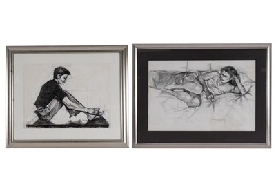 Lot 660 - 20th Century - Two female figural studies | charcoal and gouache