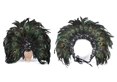 Lot 90 - A Vegas style showgirl costume | peacock feather headdress and backpiece