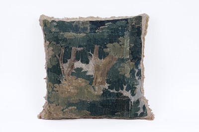 Lot 105 - A section of a 17th Century Flemish Verdue tapestry later converted to a cushion