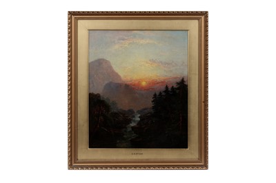 Lot 1036 - George Blackie Sticks - Sunset over a Mountain Stream | oil