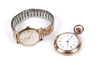 Lot 266 - An Ernest Borel gold cased wristwatch; and a fob watch
