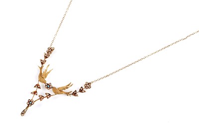 Lot 787 - A Victorian sentimental 14ct yellow gold necklace
