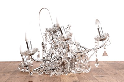 Lot 283 - A contemporary silvered six sconce chandelier