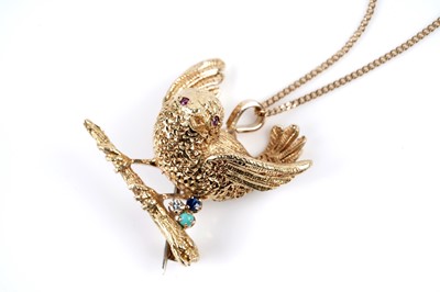 Lot 788 - Ben Rosenfeld, London: an 18ct yellow gold bird pattern brooch/pendant
