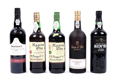 Lot 394 - Five bottles of madeira and port