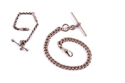 Lot 110 - Two rose gold Albert watch chains