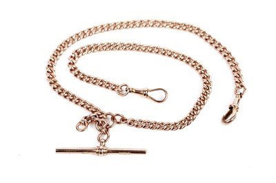 Lot 641 - A 9ct rose gold Albert watch chain