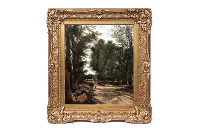 Lot 25 - John Mallows Youngman - Working in the dappled shade of a woodland | oil