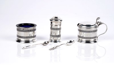 Lot 378 - A George V silver cruet set