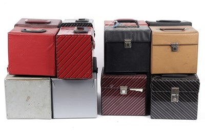 Lot 659 - A collection of sixteen vinyl covered 7” record boxes