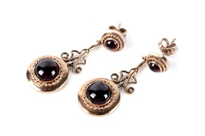 Lot 156 - A pair of garnet drop earrings