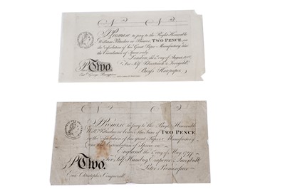 Lot 227 - Two S.W.Fores No. 8, for Self, Silvertouch & Lovegold, 2 Pence notes