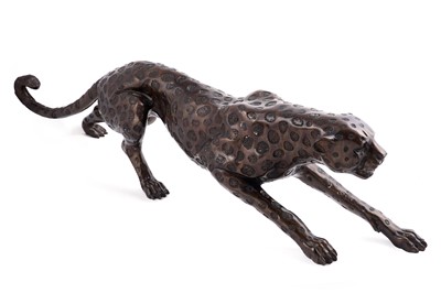Lot 750 - A patinated bronze cheetah