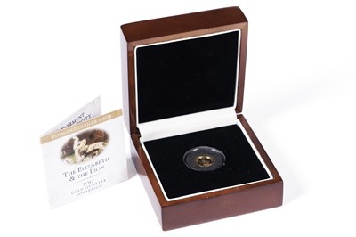 Lot 395 - A Queen Elizabeth II ‘The Elizabeth & The Lion’ 2012 gold quarter sovereign proof coin