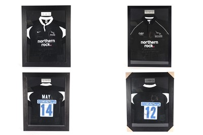 Lot 515 - A collection of four signed Newcastle Falcons rugby shirts