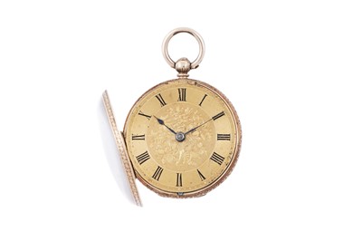 Lot 595 - An 18ct yellow gold cased open faced fob watch