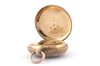 Lot 595 - An 18ct yellow gold cased open faced fob watch