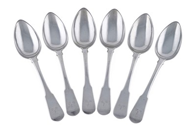Lot 124 - A set of six Scottish provincial silver tablespoons