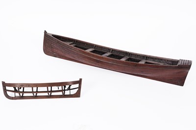Lot 362 - A clinker-built model of a cobble or foyboat; and a smaller, unfinished model of a similar boat