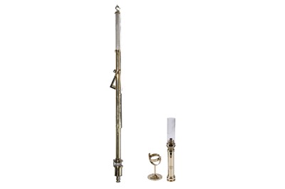 Lot 192 - A 20th Century brass marine stick barometer; and wall mounted oil lamp