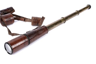 Lot 353 - A First World War Period military issue three-drawer brass and leather bound telescope