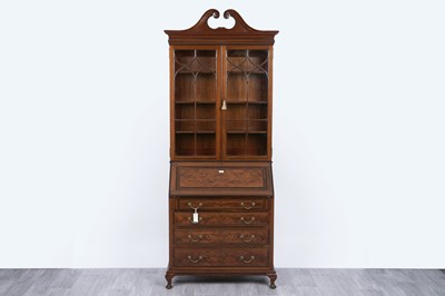 Lot 99 - An Edwardian inlaid mahogany bureau bookcase
