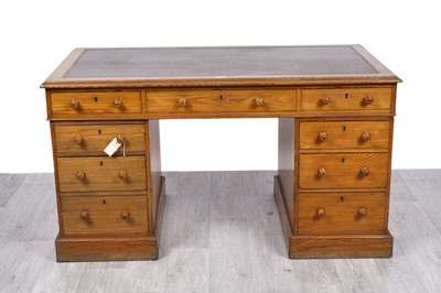 Lot 31 - A Victorian Aesthetic movement ash pedestal writing desk