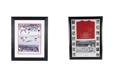 Lot 527 - Two signed photographs of Sir Geoff Hurst, one with World Cup t-shirt