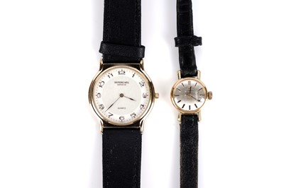 Lot 705 - A Raymond Weil quartz wristwatch; and an Omega cocktail watch