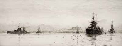 Lot 116 - William Lionel Wyllie – Battle cruisers in the Firth of Forth | etching
