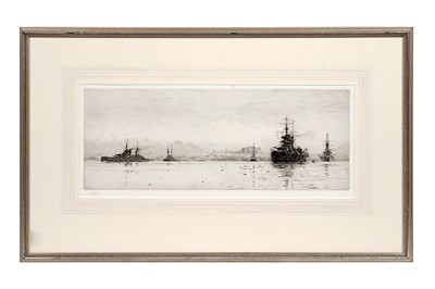 Lot 116 - William Lionel Wyllie – Battle cruisers in the Firth of Forth | etching