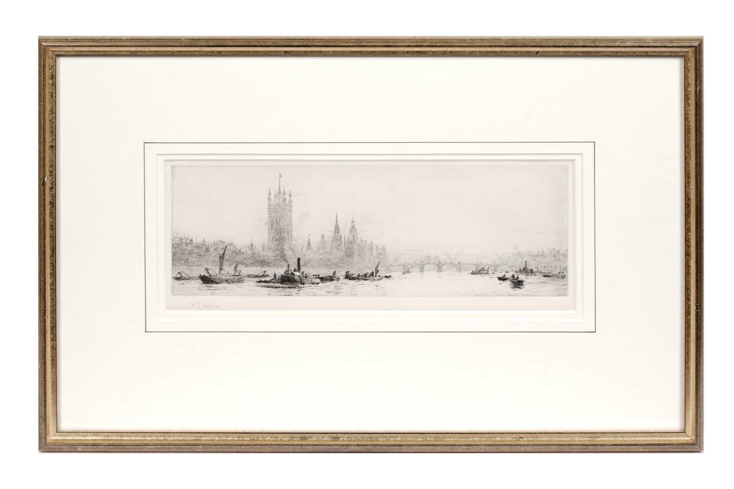 Lot 117 - William Lionel Wyllie – A view of the Houses of Parliament from the River Thames | etching