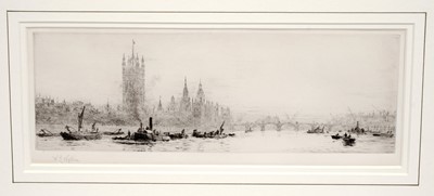Lot 117 - William Lionel Wyllie – A view of the Houses of Parliament from the River Thames | etching