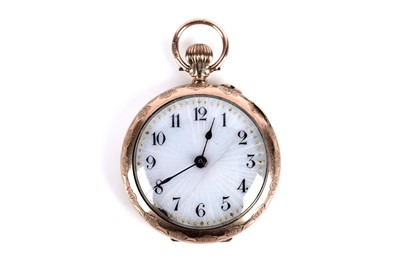 Lot 313 - An early 20th Century 9ct rose gold cased open faced fob watch