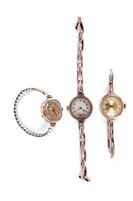 Lot 291 - Three antique gold cocktail watches