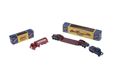 Lot 58 - A Moko Lesney Matchbox No. 6 Tractor Trailer; and a Matchbox Moko Lesney No. 8 Tanker