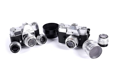 Lot 148 - Two Kodak Retina Reflex cameras; and a selection of lenses