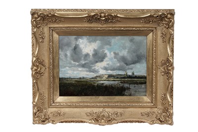 Lot 1053 - Frank Spenlove-Spenlove - Gathering clouds over a sunlit landscape | oil